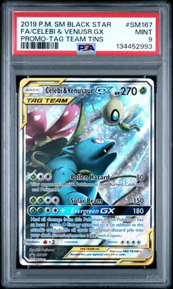 Celebi & Venusaur Gx SM167 Tag Team Tins Sm Black Star Promo Pokemon PSA 9 - Image 1