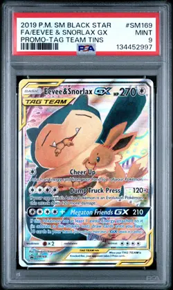 Eevee & Snorlax Gx SM169 Tag Team Tins Sm Black Star Promo Pokemon PSA 9 - Image 1