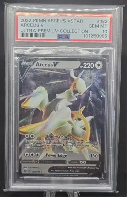 2022 POKEMON ARCEUS V #122 & ARCEUS VSTAR #123 UPC METAL PROMO PSA 10 - Image 3