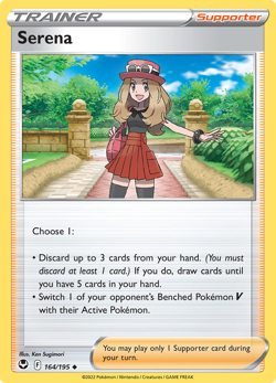 Pokemon TCG Serena 164/195 Silver Tempest Uncommon - Image 1