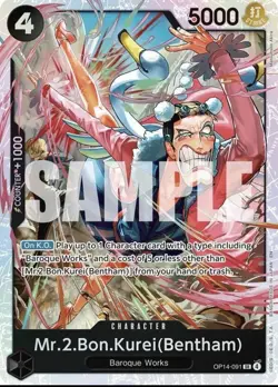 One Piece English - Mr.2.Bon.Kurei (Bentham) - OP14-091 - SR - NM - Image 1