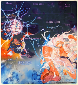 Official One Piece Double Playmat 2 Players Luffy & Blackbeard BANDAI NEW UNUSED - Image 1