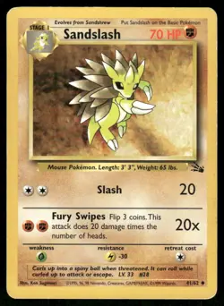 Pokemon Cards Sandslash 41/62 Unlimited Fossil Uncommon MP *4 - Image 1