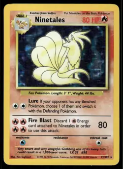 Pokemon Cards Ninetales 12/102 Base Set WOTC Rare LP *2 - Image 1