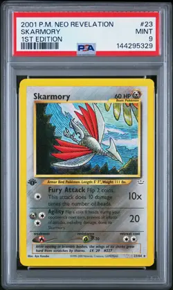 2001 POKEMON NEO REVELATION 1ST ED #23 SKARMORY PSA 9 - Image 1