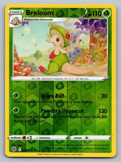 Pokemon TCG SWSH09: Brilliant Stars Breloom 004/172 Reverse Holo - Image 1
