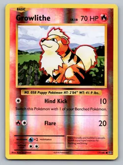 Pokemon TCG XY - Evolutions Growlithe 17/108 Reverse Holo - Image 1