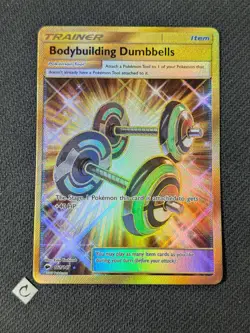 Bodybuilding Dumbbells 161/147 - Burning Shadows Gold Secret Rare Pokemon TCG LP - Image 1