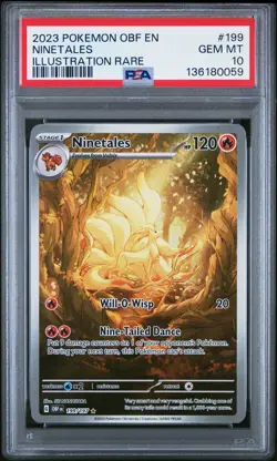 2023 POKEMON OBF EN-OBSIDIAN FLAMES ILLUSTRATION RARE #199 NINETALES PSA 10 - Image 1