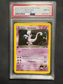 Pokemon Rocket's Mewtwo 14/132 Gym Challenge Holo 1st edition PSA 8 - Image 1