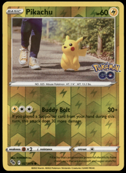 Pikachu 027/078 Pokemon GO Reverse Holo NM - RARE - Image 1