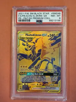 Pokemon 2021 SM Black Star Pikachu & Zekrom GX SM248 Tag Team PSA 8 - Image 1