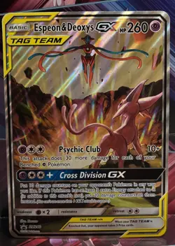 Pokemon - Espeon & Deoxys GX Tag Team SM240 - Oversized Black Star Promo - LP - Image 1