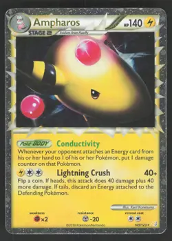 Ampharos 105/123 Prime Pokemon TCG HeartGold SoulSilver HP - Image 1