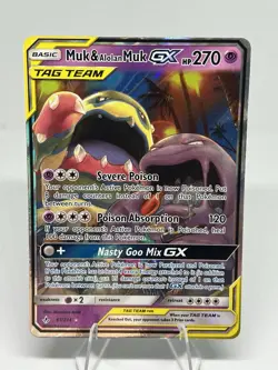Pokemon TCG Muk & Alolan Muk GX 61/214 Ultra Rare TAG TEAM Holo HP270 - Image 1