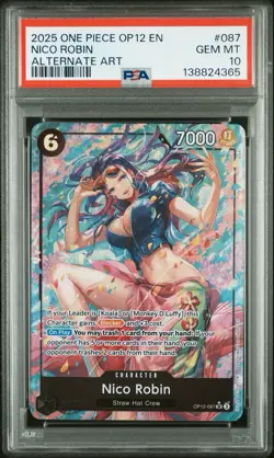 2025 One Piece TCG Nico Robin Alt Art PSA 10 OP12-087 Legacy of the Master - Image 2