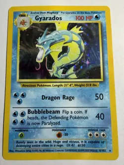 Pokemon TCG Gyarados 6/102 Base Set Holo Rare Card Vintage WOTC - HP - Image 1