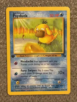 Pokemon TCG Fossil Psyduck Common Card 53/62 1st Edition LP Condition - Image 1