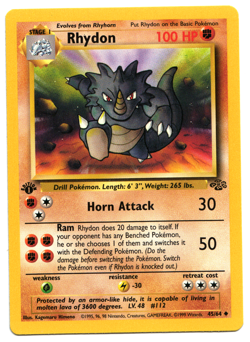 1st Edition Rhydon 45/64 Jungle Set Rare Vintage 1999 Pokemon Card - NM - Image 1
