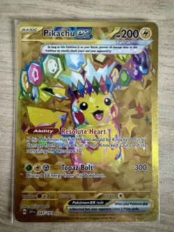 Pokemon TCG Gold Pikachu EX Card 247/191 Surging Sparks SSP En Mint Condition - Image 1