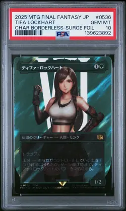 2025 MTG JPN FINAL FANTASY CHARACTER BORDERLESS-SURGE FOIL TIFA LOCKHART PSA 10 - Image 1