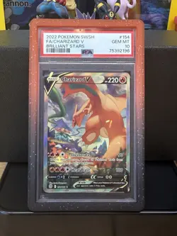 Pokemon Charizard V Brilliant Stars Sword And Shield #154 PSA 10 Guard Included! - Image 1