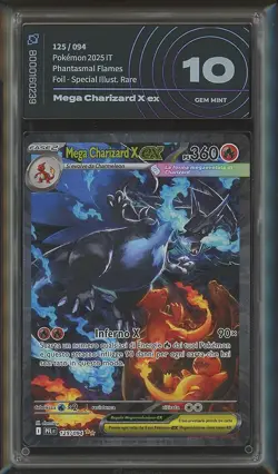 Mega Charizard X ex 125/094 - Pokemon Phantasmal Flames - AiGrading 10 - Image 1