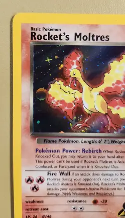 2000 Pokemon Rocket's Moltres Holo Swirl bottom behind foot - see video of holo - Image 5