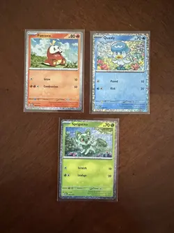 Pokemon McDonald’s 2023 Sprigatito Fuecoco Quaxly 001 002 003 Holo Set NM - Image 1