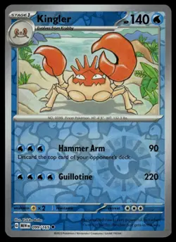 Kingler 099/165 Reverse Holo – Pokemon 151 TCG NM - Image 1