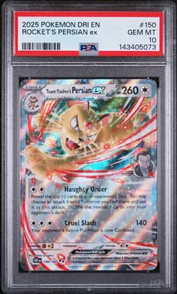 2025 POKEMON EN-DESTINED RIVALS #150 TEAM ROCKET'S PERSIAN EX PSA 10 FREE S&H! - Image 1