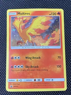 Moltres SM143 Cosmic Swirl Sun & Moon Black Star Promo Cosmos Holo Pokemon LP+ - Image 1