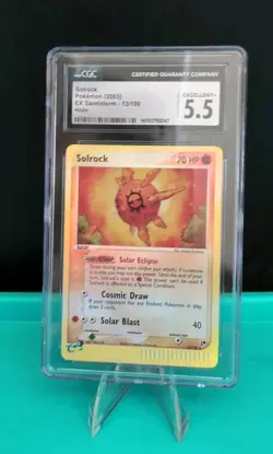 Pokemon Solorock 2003 13/100 EX Sandstorm Holo Rare Graded CGC 5.5 - Image 1