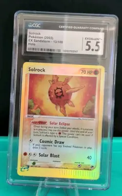 Pokemon Solorock 2003 13/100 EX Sandstorm Holo Rare Graded CGC 5.5 - Image 2