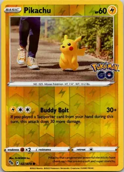 Pikachu (27) Common Pokemon GO 027/078 NM - Image 1