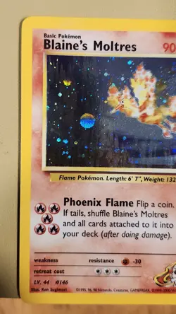 2000 Pokemon Blaine's Moltres Holo Swirl - see video of swirl - Image 3