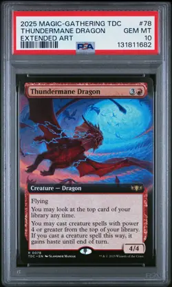 2025 MTG TARKIR: DRAGONSTORM COMMANDER EXTENDED ART THUNDERMANE DRAGON PSA 10 - Image 1