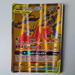 JUMBO Oversized Reshiram & Charizard GX Tag Team Gold Promo SM247 Pokemon NM - Image 1