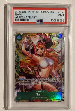 2026 ONE PIECE OP14-EB04-THE AZURE SEA'S SEVEN ALTERNATE ART #031 NAMI PSA 9 - Image 1