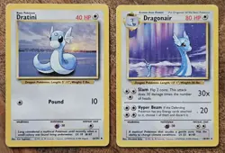 Vintage Pokemon Base Set Lot - Dratini 26/102, Dragonair 18/102 - 2 Cards - Image 1