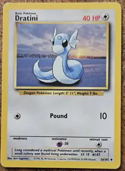 Vintage Pokemon Base Set Lot - Dratini 26/102, Dragonair 18/102 - 2 Cards - Image 2