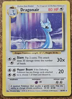 Vintage Pokemon Base Set Lot - Dratini 26/102, Dragonair 18/102 - 2 Cards - Image 3