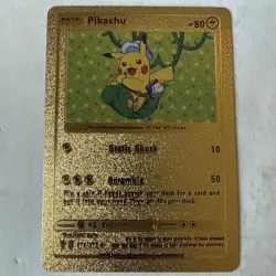 Pokemon Card Pikachu Gold Foil Rare Promo Fan Art 074/073 - Image 1