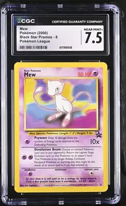 Pokemon English Mew 8 2000 Black Star Promos - WotC Pokemon League GRADED 7.5 - Image 1