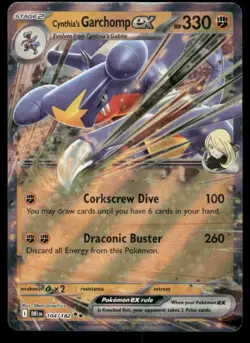 Pokemon Cards Cynthia's Garchomp ex 104/182 Destined Rivals Double Rare NM - Image 1