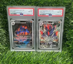 2025 POKEMON WHT EN-WHITE FLARE #128 BOLDORE & #129 GIGALITH PSA 8 Match - Image 1