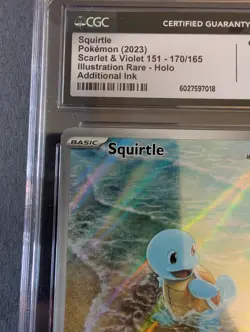 CGC 10 Pokemon 151 SQUIRTLE Illustration Rare #170 ADDITIONAL INK ERROR GEM MINT - Image 3