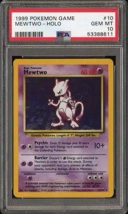 1999 Pokemon Base Set Unlimited Mewtwo Holo #10 PSA 10 GEM MINT - Holo Rare - Image 1