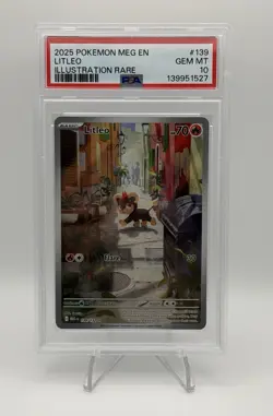 2025 POKEMON MEG EN-MEGA EVOLUTION ILLUSTRATION RARE #139 LITLEO PSA 10 - Image 1