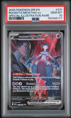 2025 POKEMON DRI EN-DESTINED RIVALS #231 TEAM ROCKET'S MEWTWO EX PSA 10 - Image 1